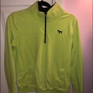 PINK Victoria’s Secret neon green quarter zip